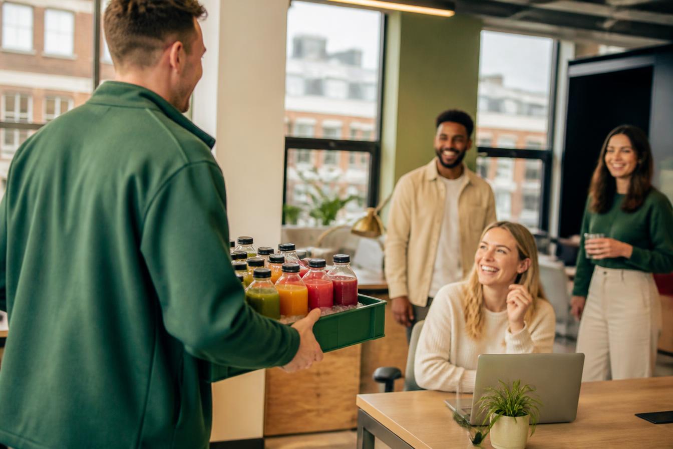 Daybreak juice delivery arriving at a Manchester office